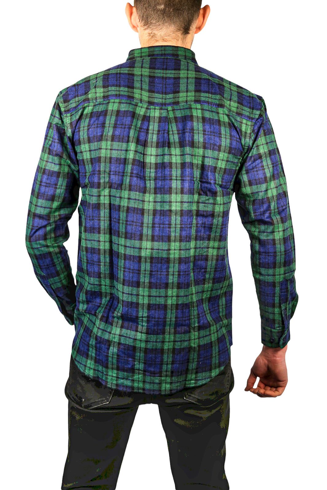 Mens Flannelette Long Sleeve Shirt 100% Cotton Check Authentic Flannel - Full Placket - Green - M 5