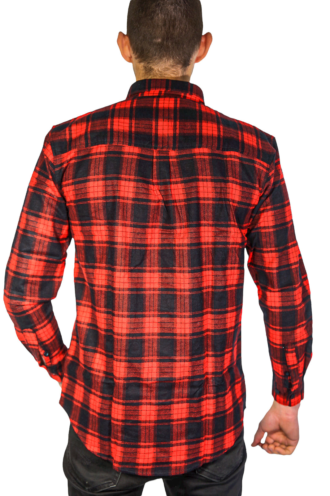 Mens Flannelette Long Sleeve Shirt 100% Cotton Check Authentic Flannel - Full Placket - Red - 9XL 5