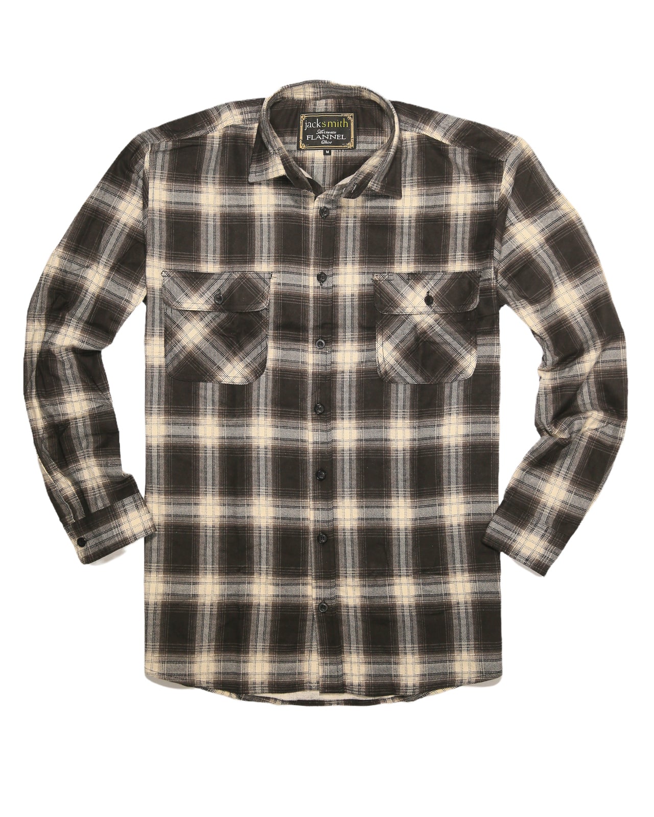 Mens Flannelette Long Sleeve Shirt 100% Cotton Check Authentic Flannel - Full Placket - Black - M 6