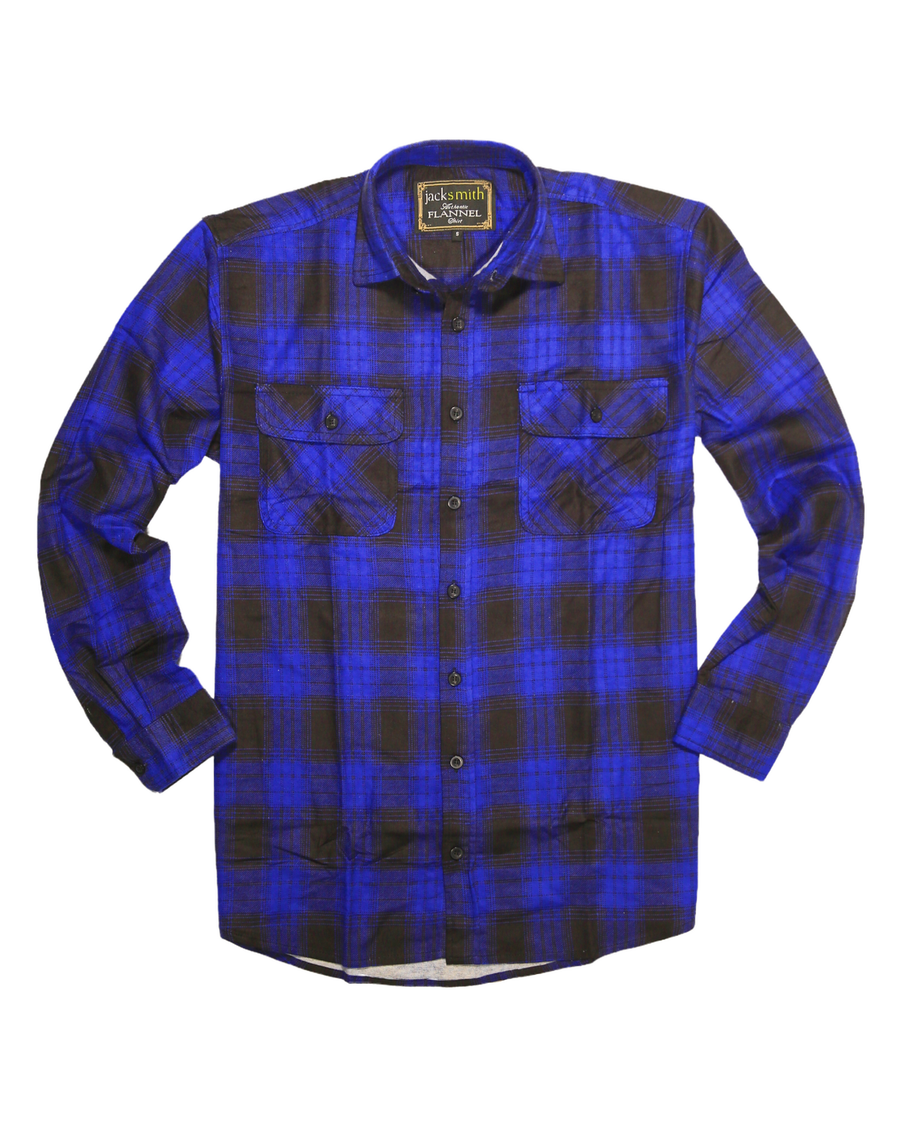 Mens Flannelette Long Sleeve Shirt 100% Cotton Check Authentic Flannel - Full Placket - Royal Blue  - 3XL 6