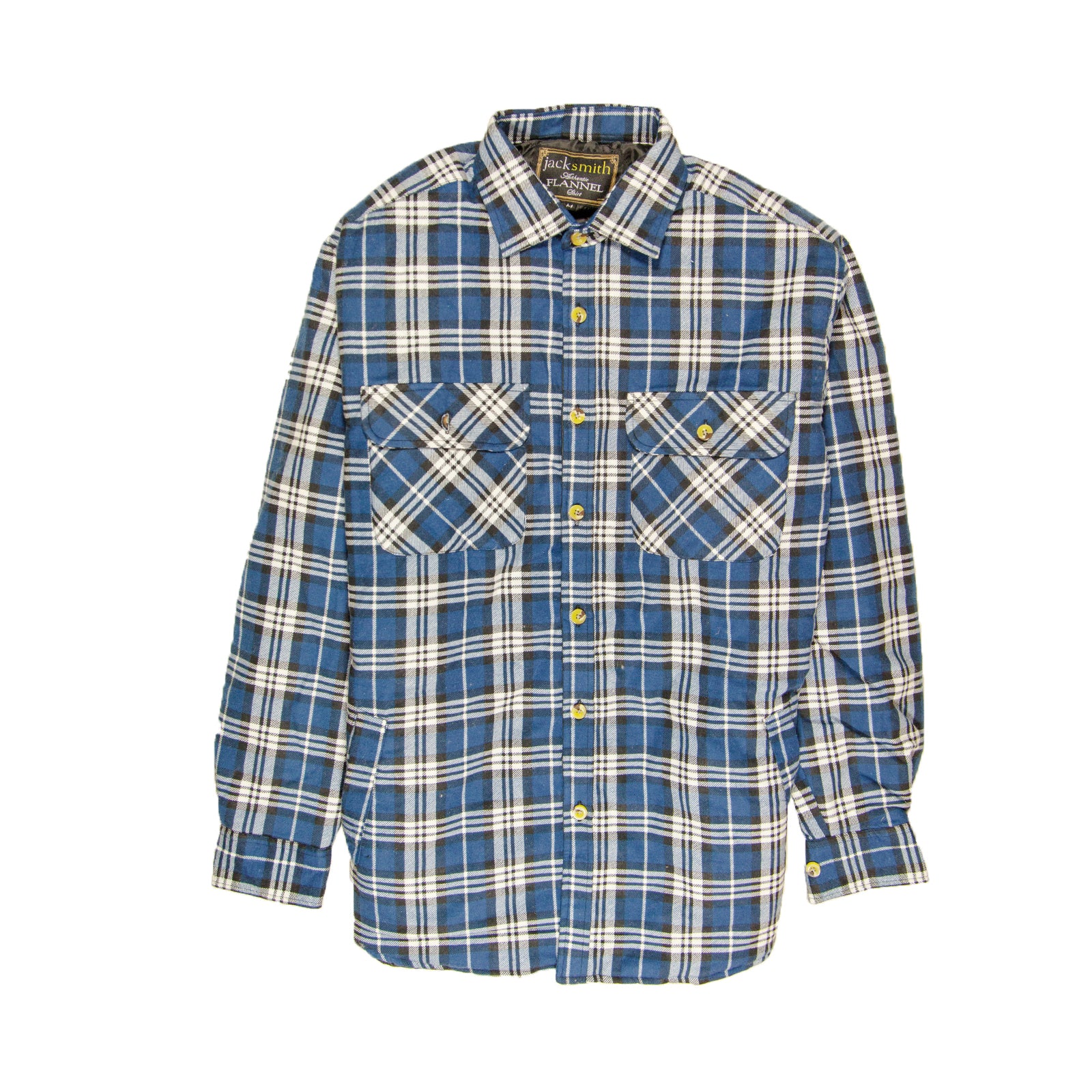 Mens Flannelette Long Sleeve Shirt 100% Cotton Check - Full Placket - Spanish Blue - 3XL 6