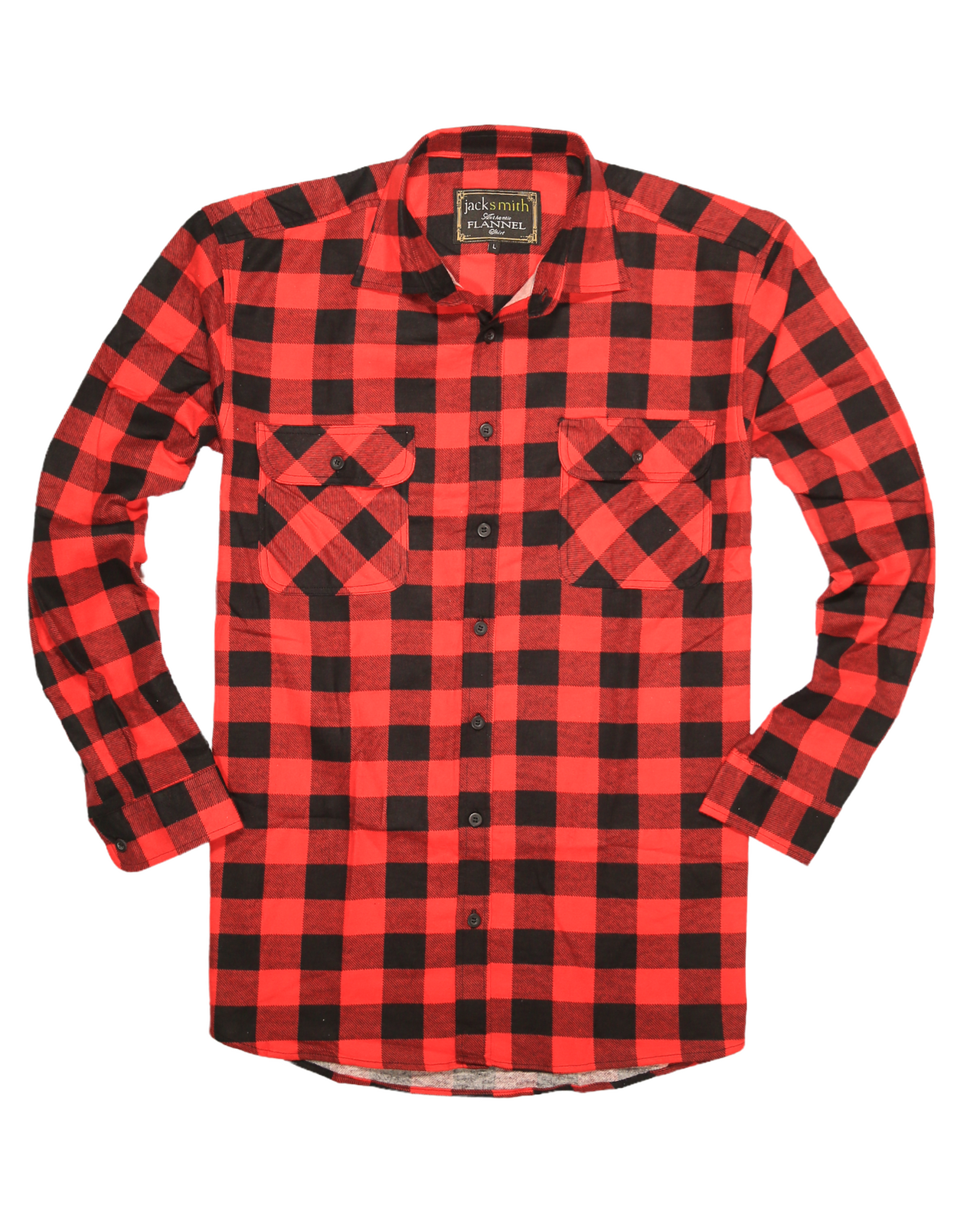 Mens 100% Cotton Flannelette Shirt Long Sleeve Check Authentic Flannel - Red/Black - S 6