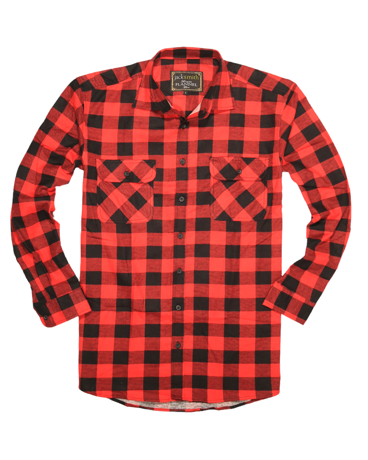 Mens 100% Cotton Flannelette Shirt Long Sleeve Check Authentic Flannel - Red/Black - XL 6