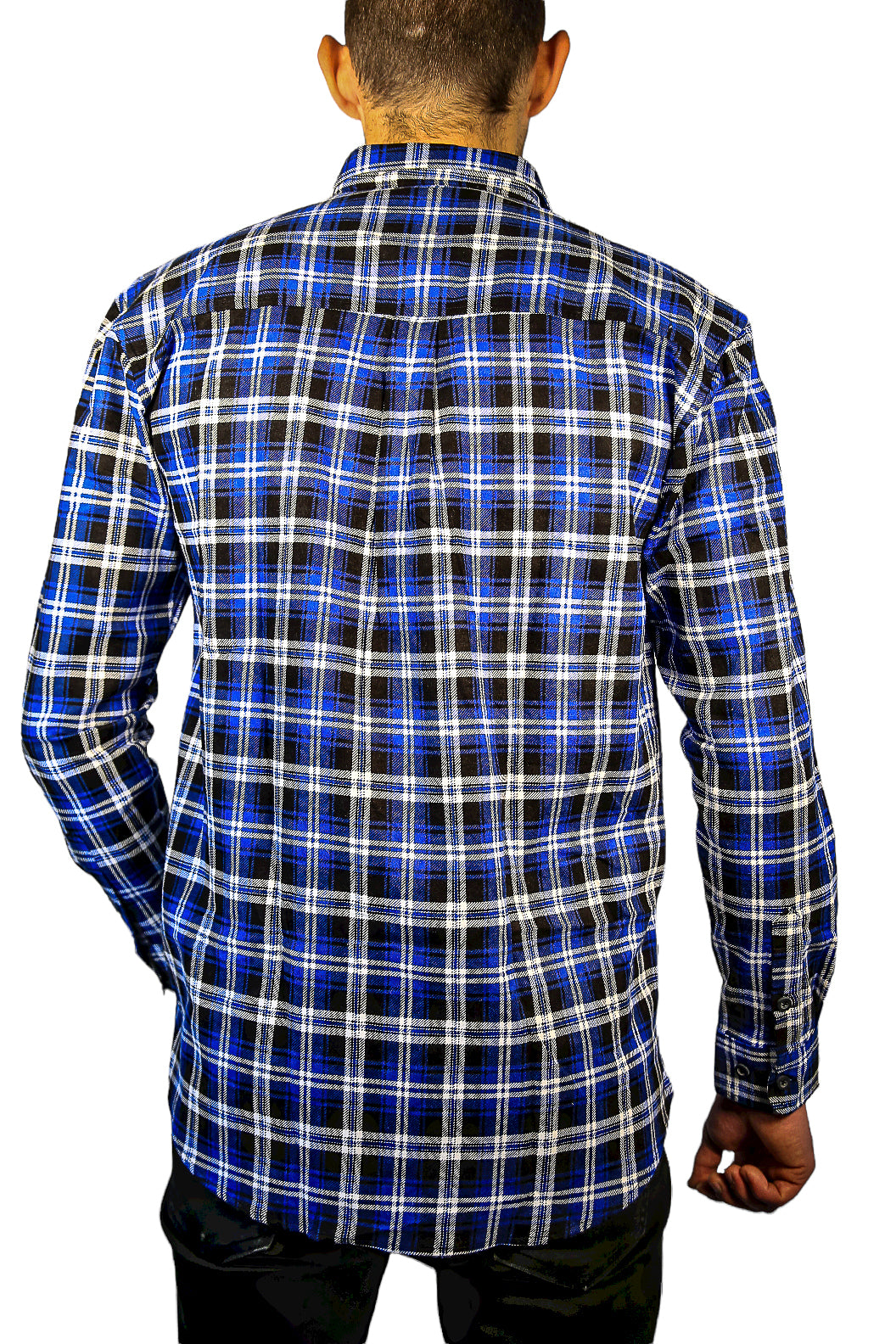 Mens 100% Cotton Flannelette Shirt Long Sleeve Check Authentic Flannel - Denim - 9XL 5