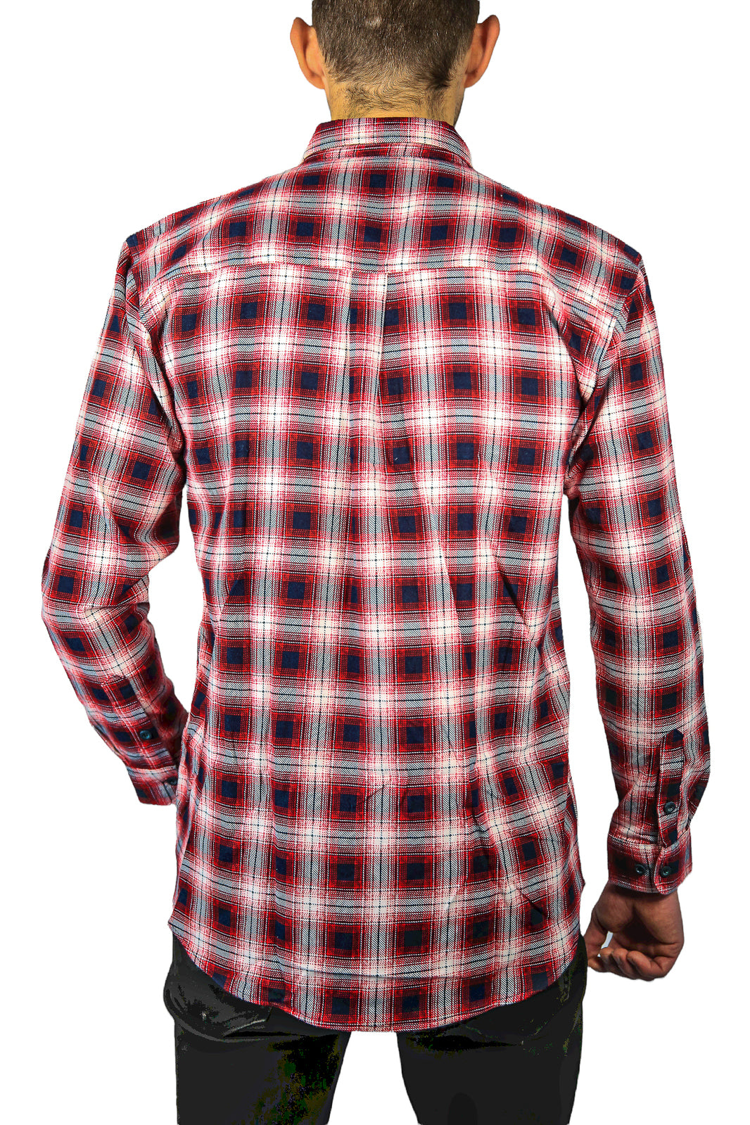 Mens 100% Cotton Flannelette Shirt Long Sleeve Check Authentic Flannel - Red/Navy - 8XL 4
