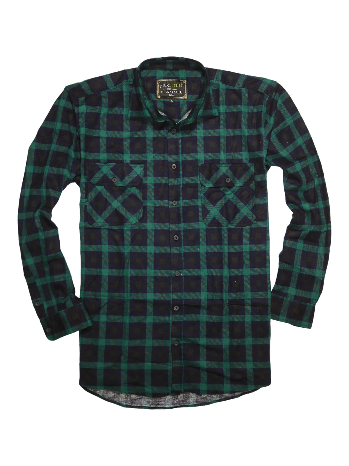Mens 100% Cotton Flannelette Shirt Long Sleeve Check Authentic Flannel - Green/Navy - 4XL 4