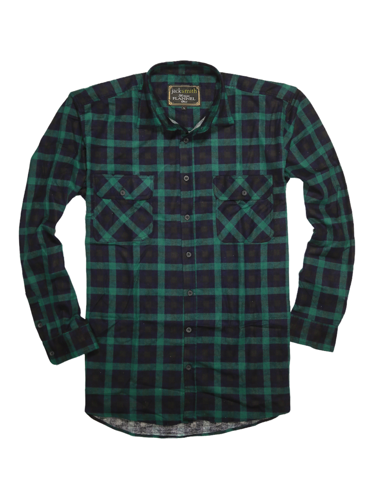 Mens 100% Cotton Flannelette Shirt Long Sleeve Check Authentic Flannel - Green/Navy - 6XL 4