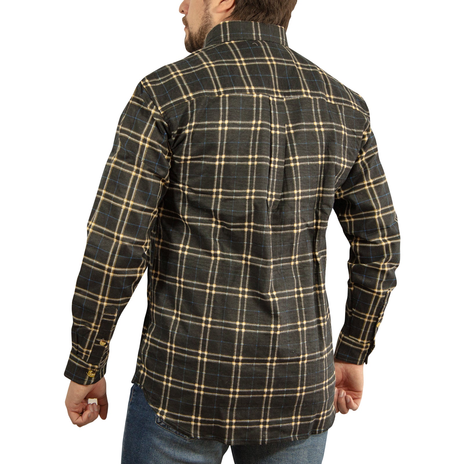 Mens Long Sleeve Flannelette Shirt 100% Cotton Flannel - Black Check - S 5