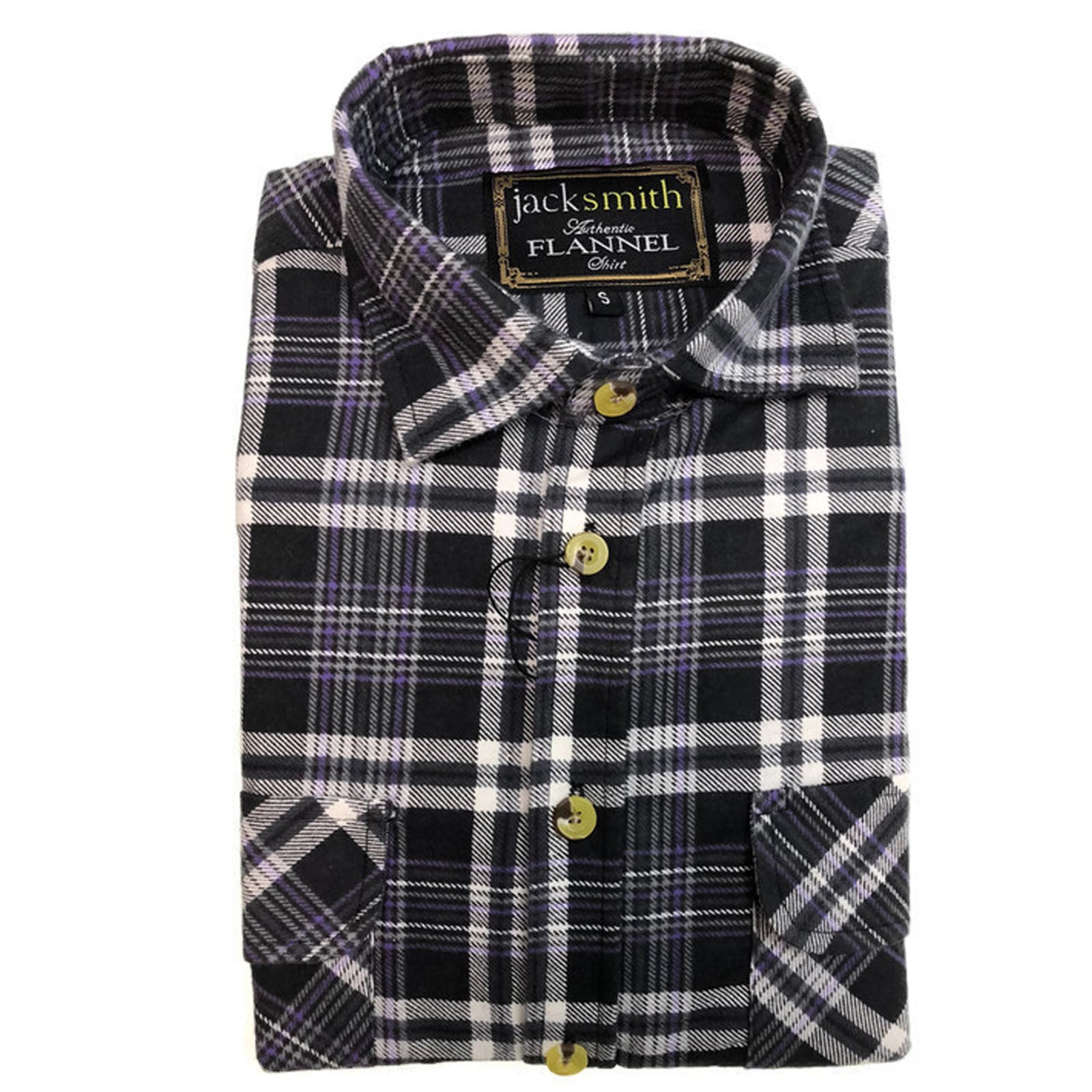 Mens Half Placket Flannelette Long Sleeve Pullover Shirt 100% Cotton Check Authentic Flannel  - White/Blue Denim - S 9
