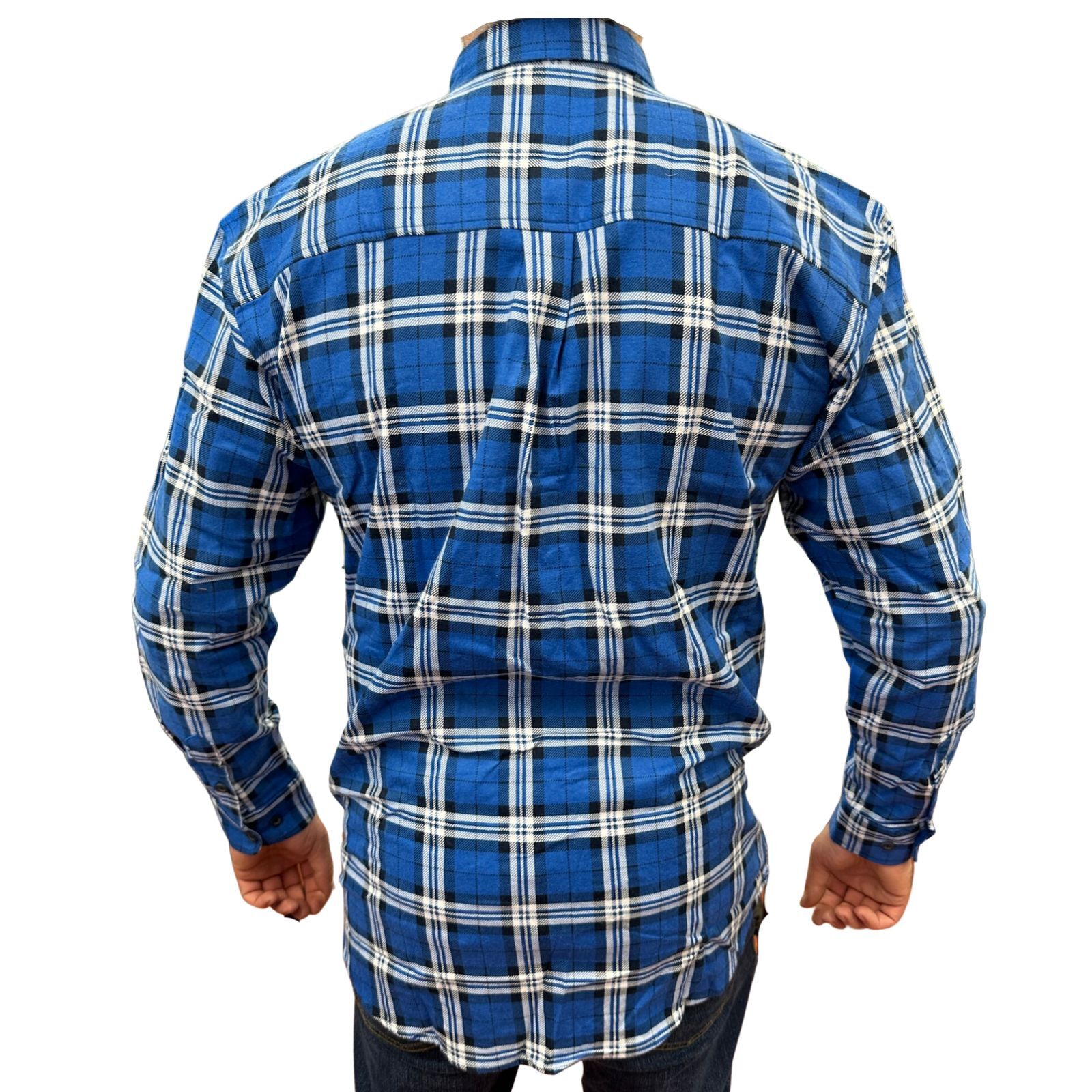 Mens Flannelette Long Sleeve Pullover Shirt 100% Cotton Flannel - Half Placket - Navy - 4XL 4