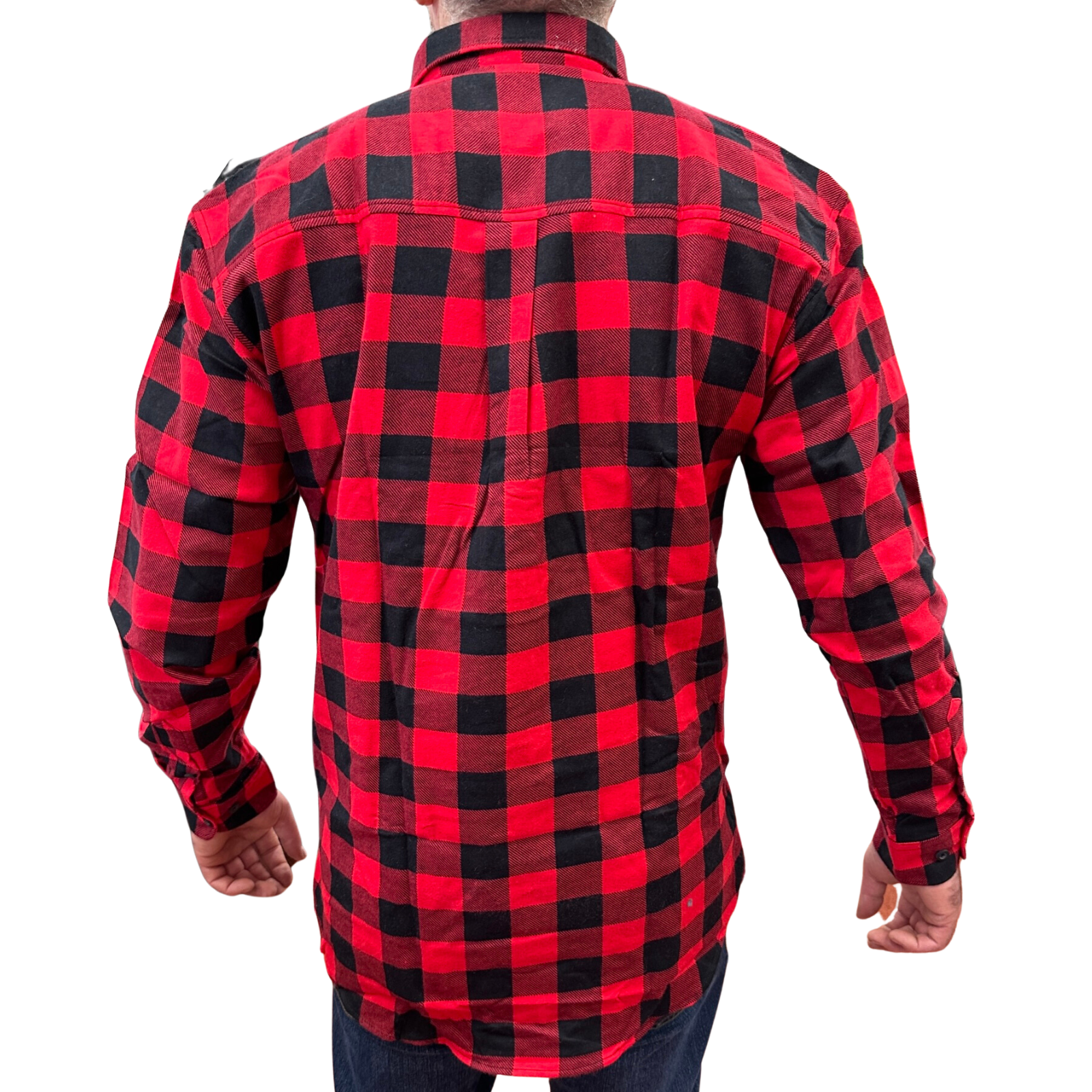 Mens Flannelette Long Sleeve Pullover Shirt 100% Cotton Flannel - Half Placket - Red/Black - M 4