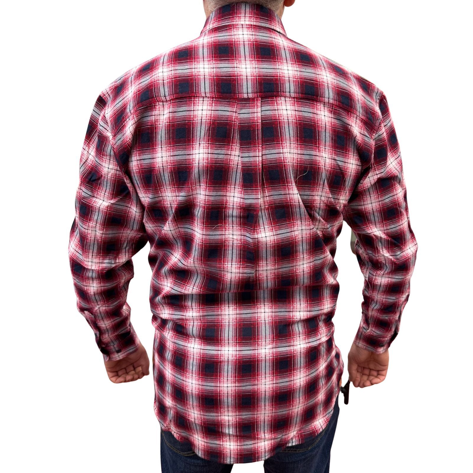 Mens Flannelette Long Sleeve Pullover Shirt 100% Cotton Flannel - Half Placket - Red/Black - 8XL 4