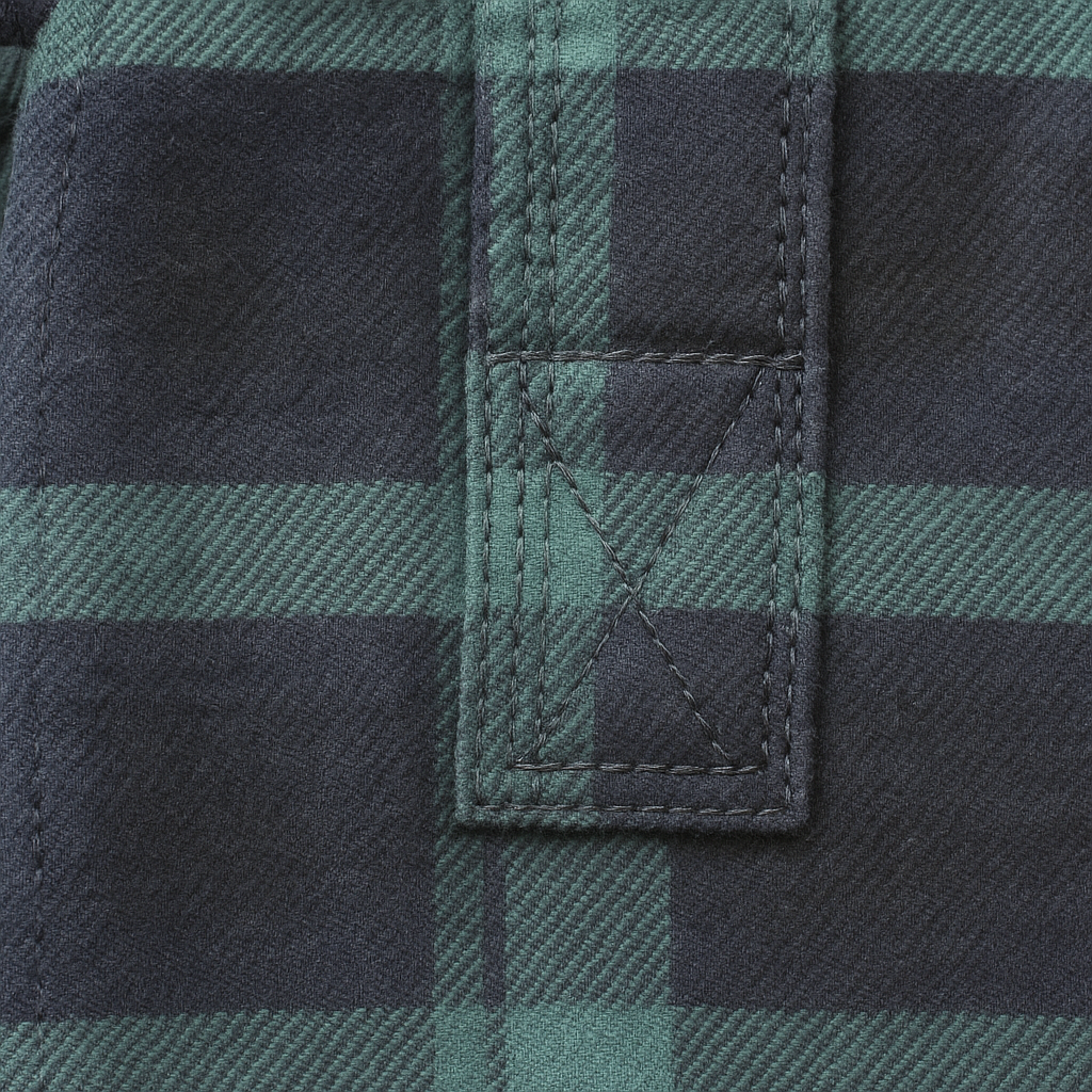 Mens Flannelette Long Sleeve Pullover Shirt 100% Cotton Flannel - Half Placket - Green/Navy - 3XL 4