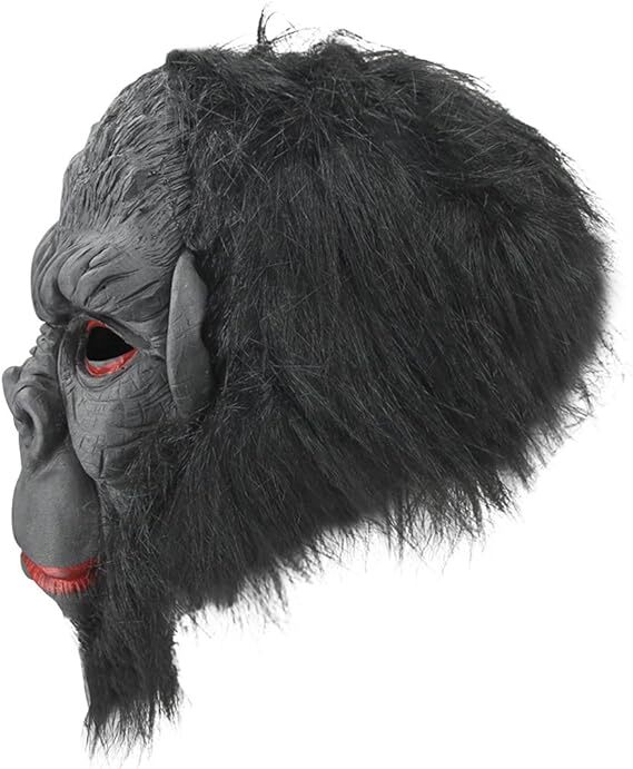 Gorilla Mask Monkey Costume Halloween Animal Ape Chimp with Hair Accessory Latex 4