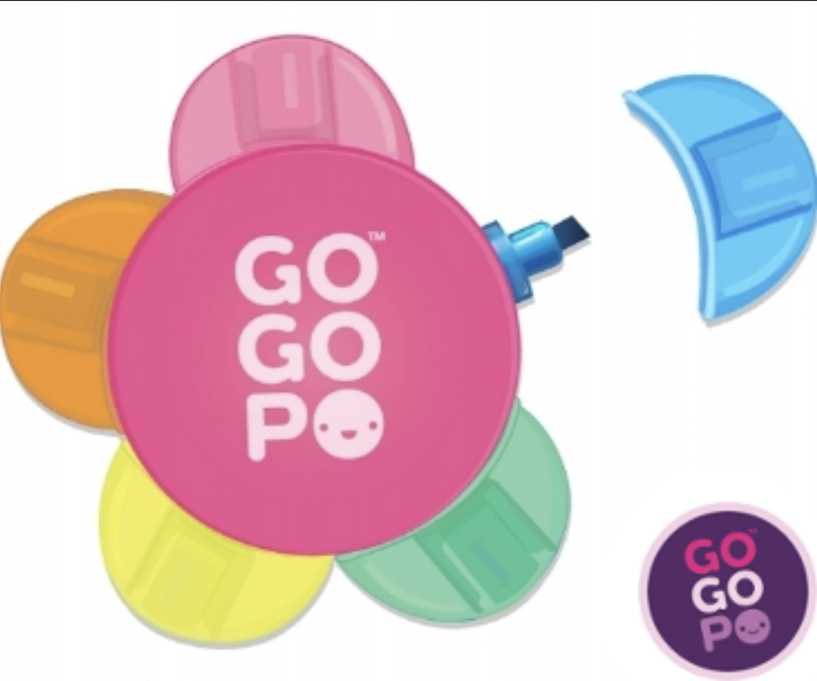 GoGoPo 5 Colour Flower Multi Highlighter Pen