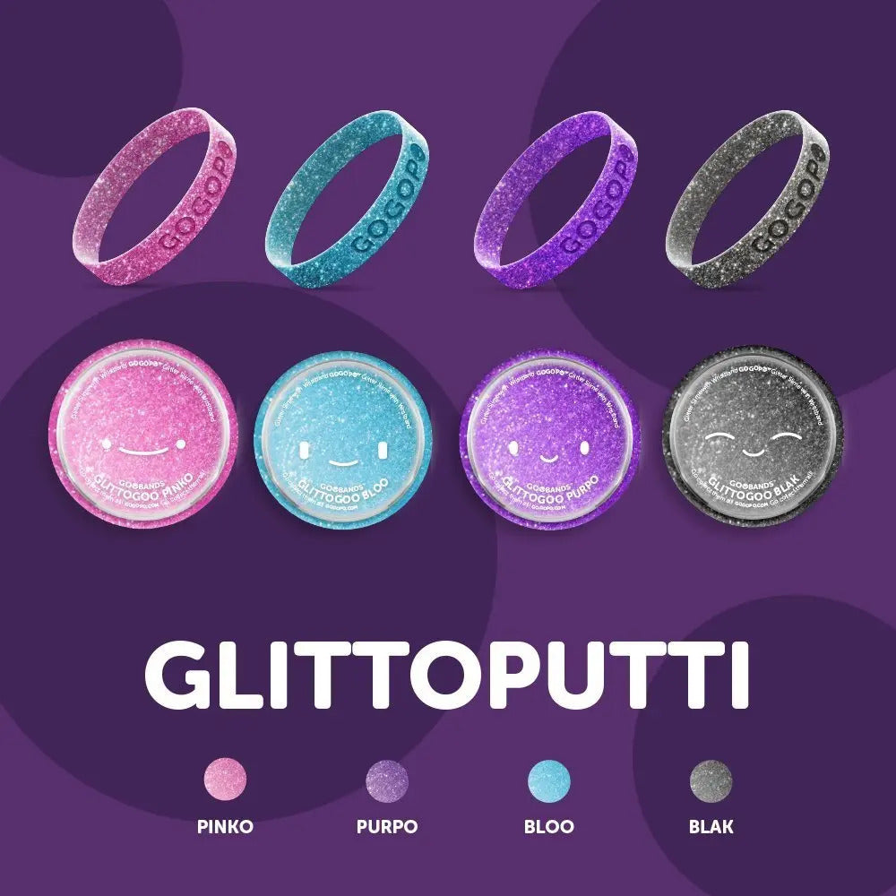 1PC GLITTOPUTTI Arm Bands Silicone Slime Wristband w Tub - Assorted Colours 3