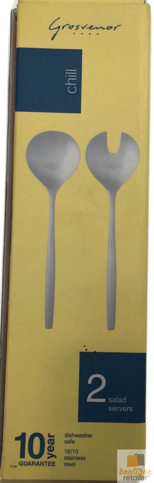 GROSVENOR Chill 2 Salad Servers 18/10 Stainless Steel Spoon Fork CHILL2SS 3