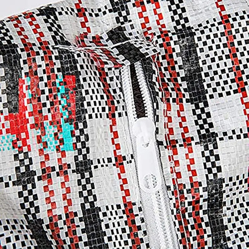 48x Large Stripe Bag Packing Storage Strip Zip Shopping Travel Check House Moving 78cm x 90cm x 25cm 3