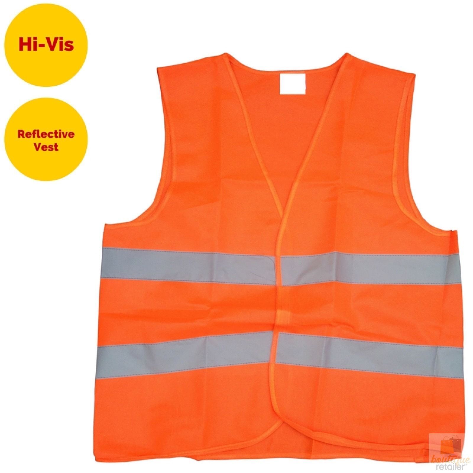 10x Hi Vis Safety VEST Reflective Tape Workwear Orange ONE SIZE Night & Day BULK 4