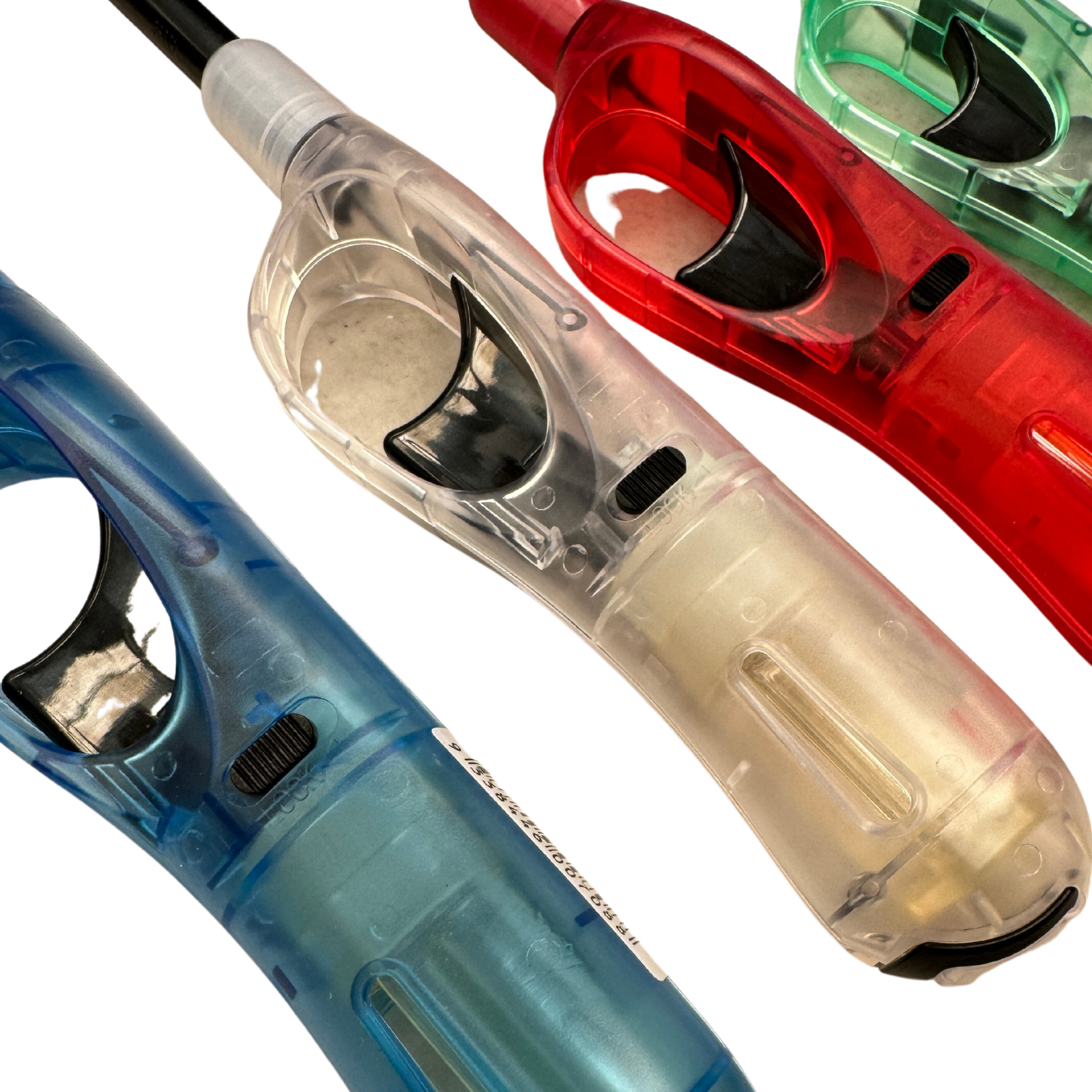 1x Clear Long Gas Lighter for BBQ Kitchen Cigarette w/ Safety Lock - Assorted Colours 3