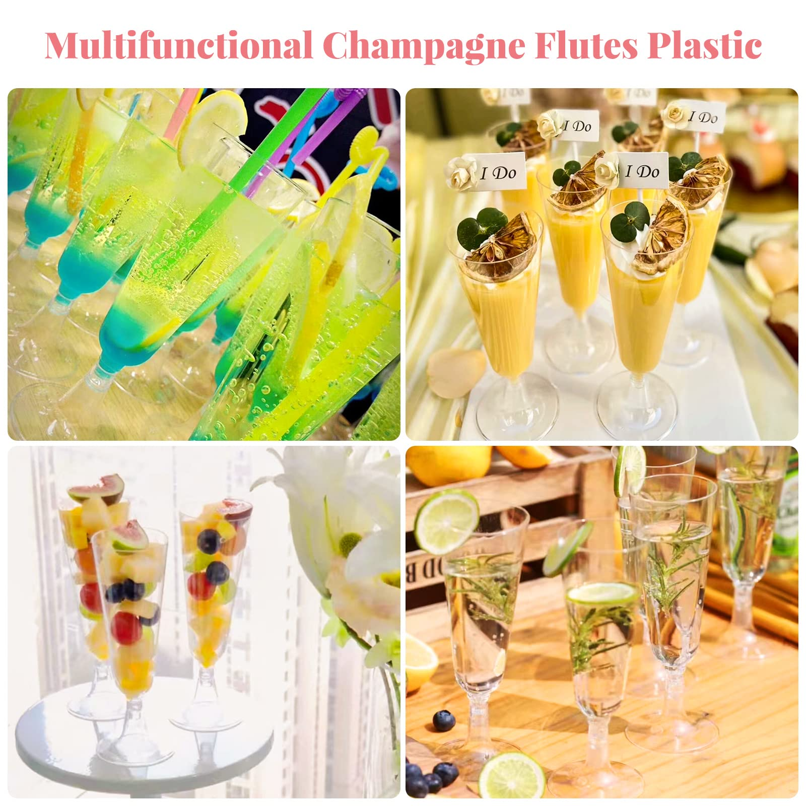 144x 150ml Premium Plastic Champagne Glasses Flutes Mimosa Bulk - Clear 3