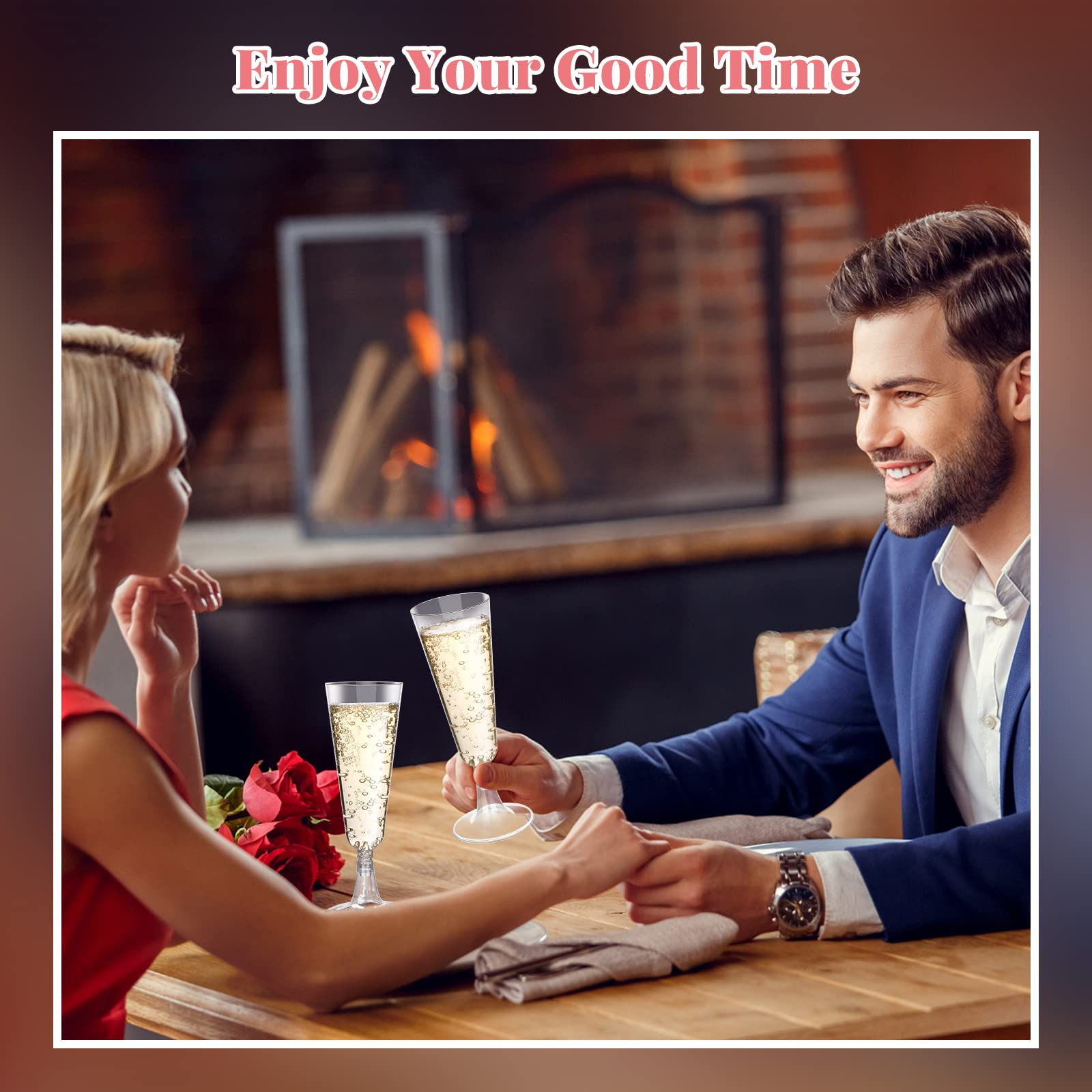 144x 150ml Premium Plastic Champagne Glasses Flutes Mimosa Bulk - Clear 4