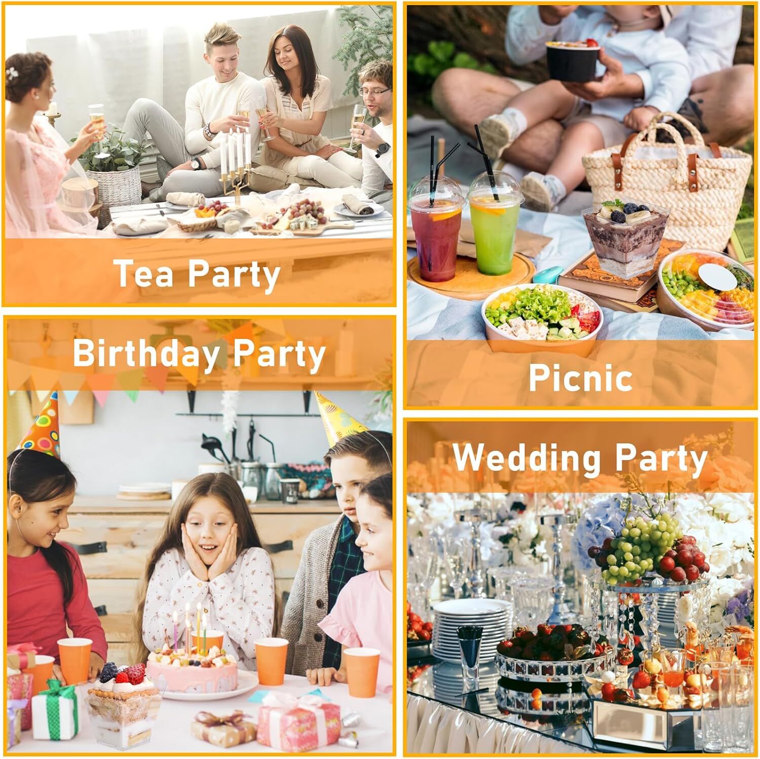 360x Premium Plastic Square Dessert Cups BPA Free Extra Strong Bulk - Clear 5