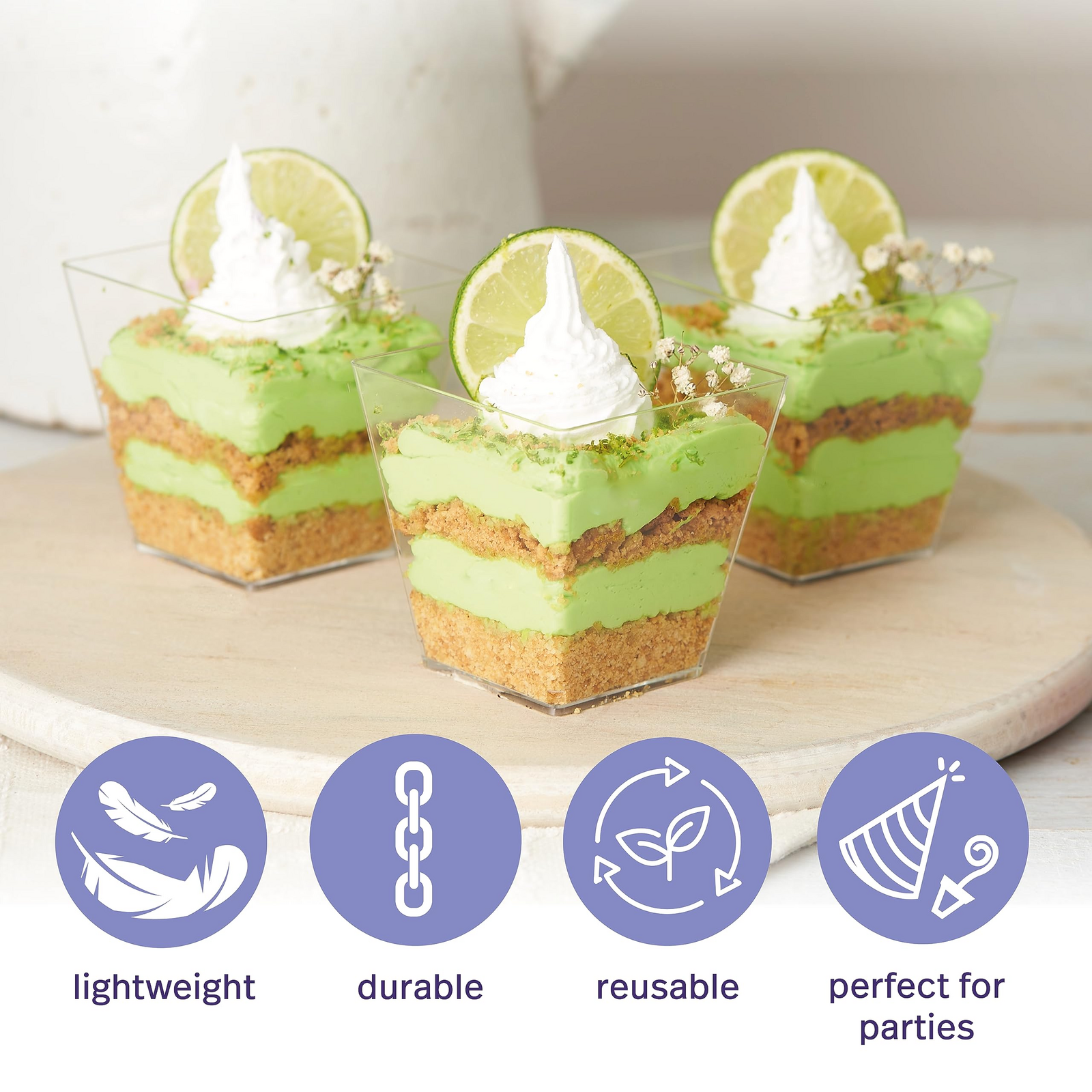 288x Premium Plastic Square Dessert Cups BPA Free Extra Strong Bulk 5