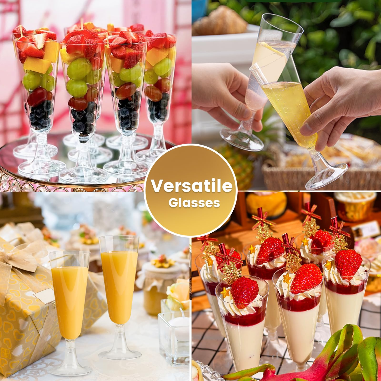 144x 210ml Premium Plastic Wine/Champagne Glasses Flutes Bulk - Clear 3