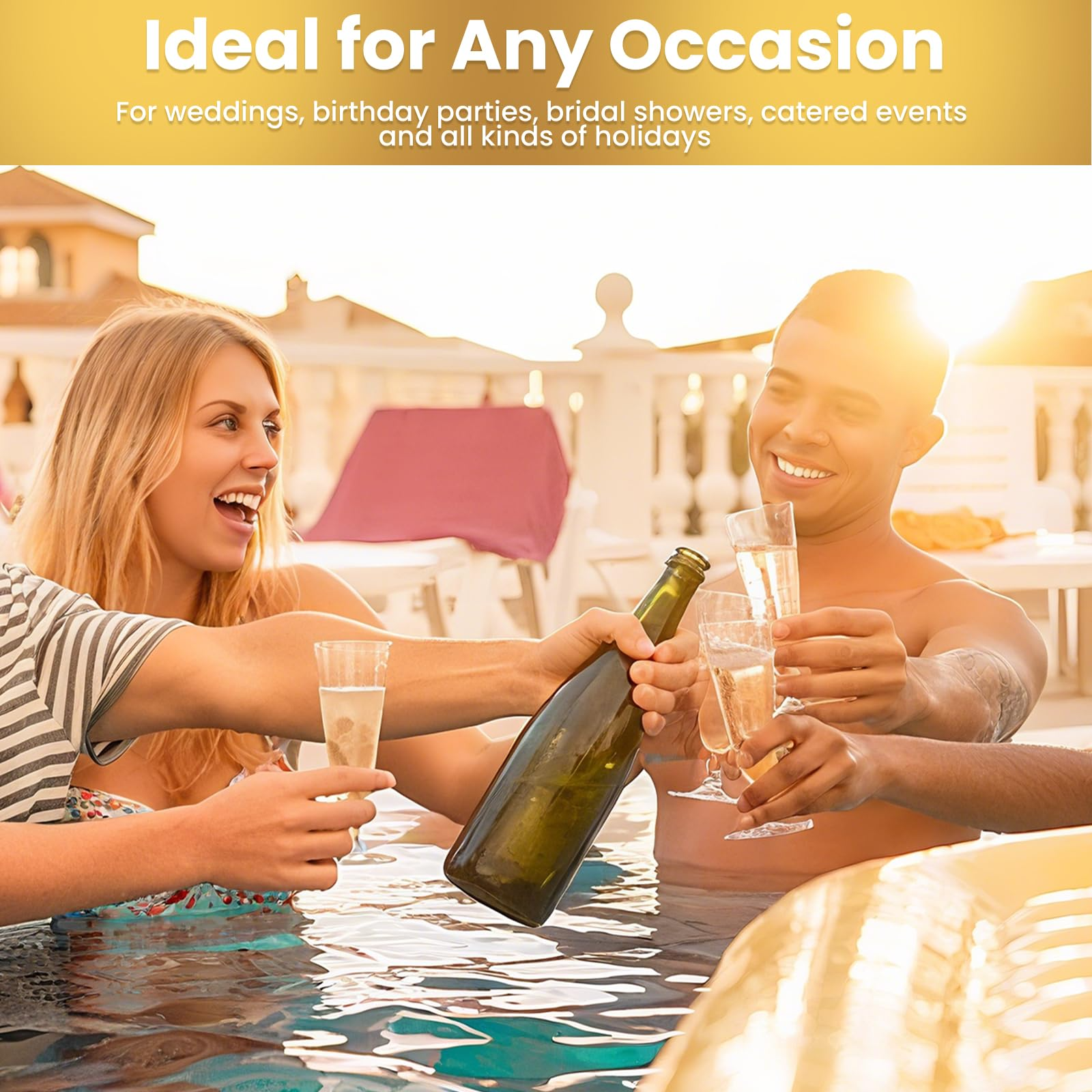 144x 210ml Premium Plastic Wine/Champagne Glasses Flutes Bulk - Clear 4