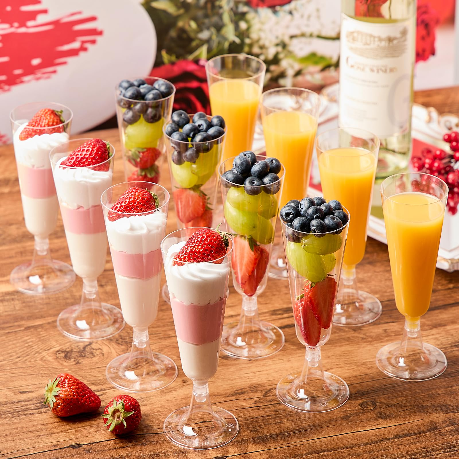 144x 210ml Premium Plastic Wine/Champagne Glasses Flutes Bulk - Clear 5