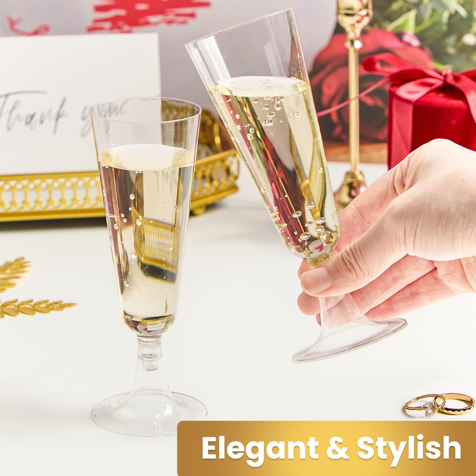 144x 210ml Premium Plastic Wine/Champagne Glasses Flutes Bulk - Clear 6