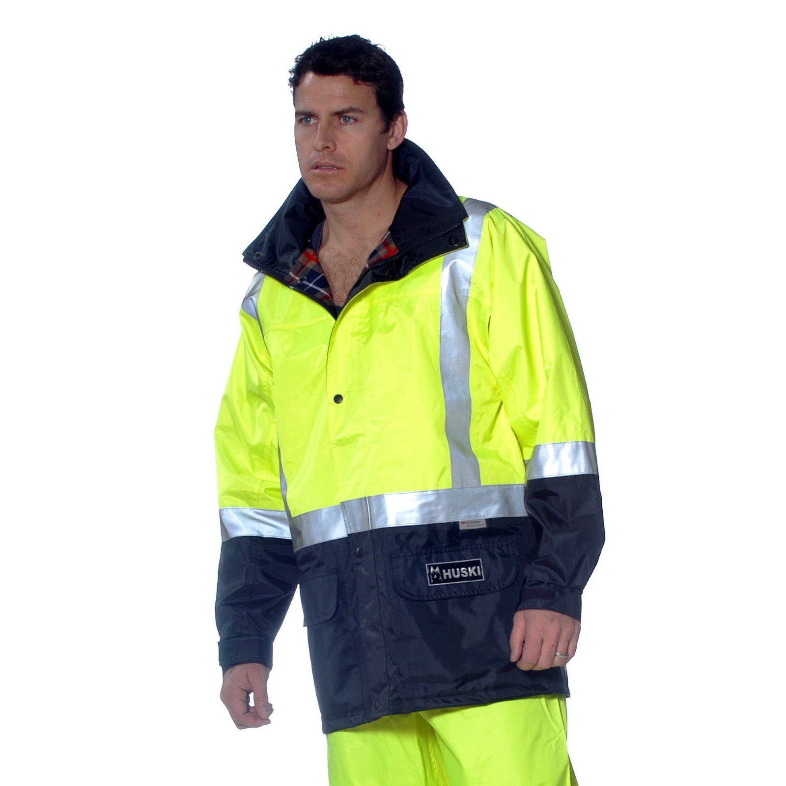 HUSKI Transit Hi Vis Waterproof Jacket Industrial Workwear Reflective UPF 50+ - Yellow - 5XL (127cm) 4