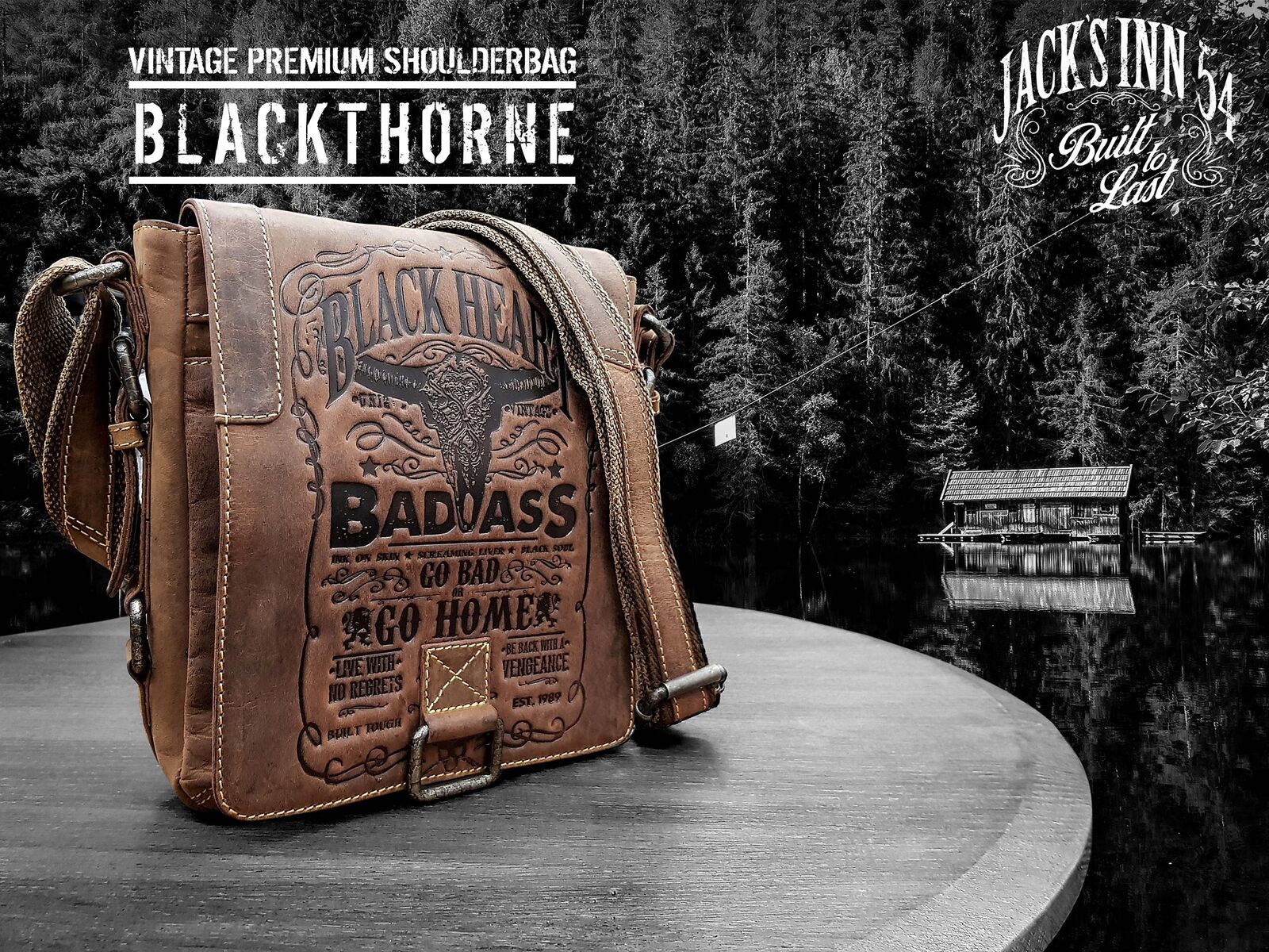 Jack's Inn Premium Blackthorne Crazy Horse Leather Crossbody Bag Vintage in Cognac 4