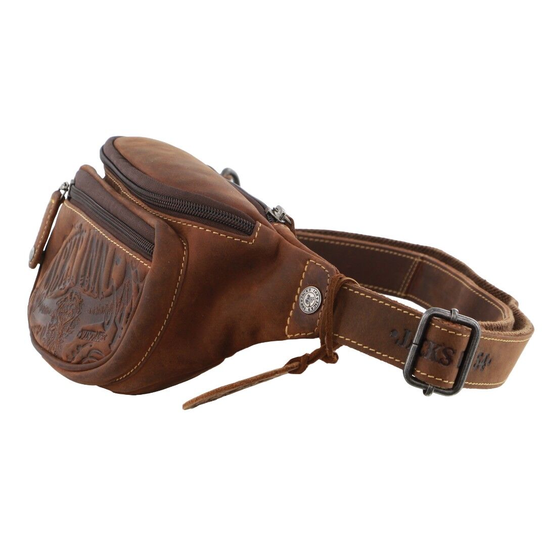 Jack's Inn Mudslide Brown Crazy Horse Leather Bumbag Waist Belt Bag Pouch in Cognac 4