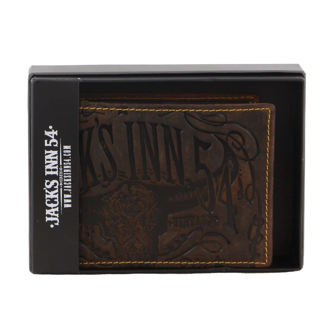 Jack's Inn Spade Mens Crazy Horse Leather Wallet with Detachable Chain in Brown 3