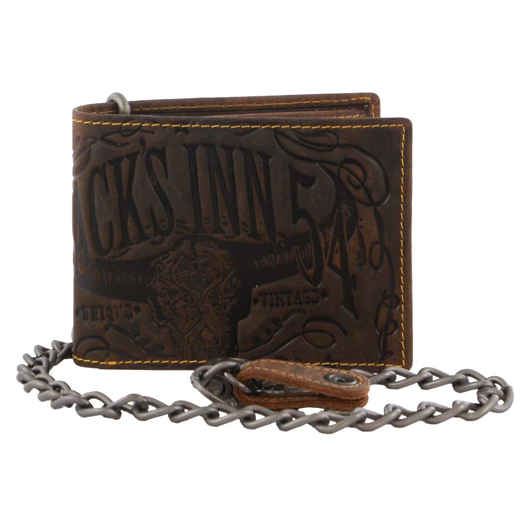 Jack's Inn Spade Mens Crazy Horse Leather Wallet with Detachable Chain in Brown 4