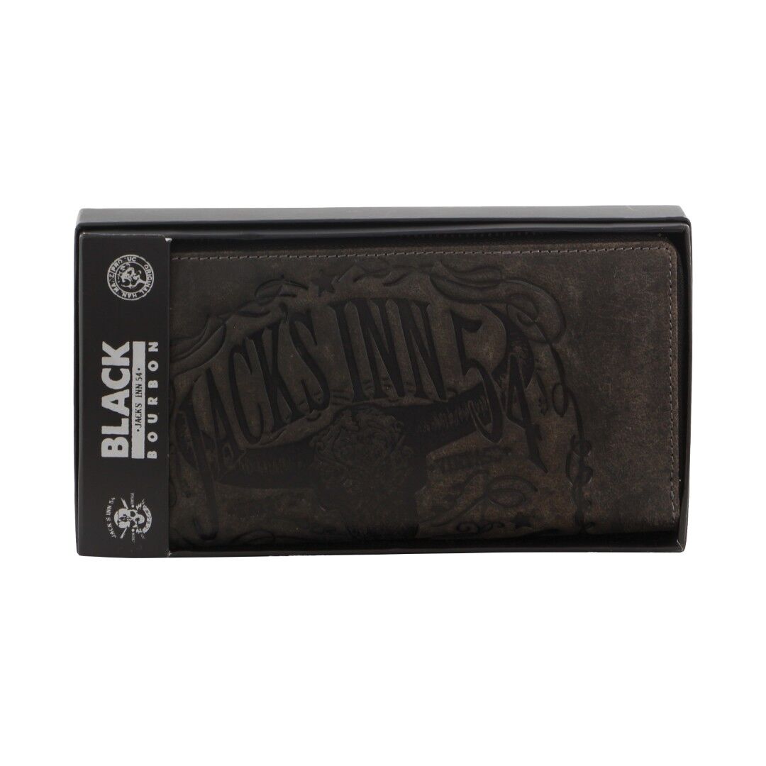 Jack's Inn Liquor Ladies Crazy Horse Leather Wallet Black Bourbon Womens Gift Set 5