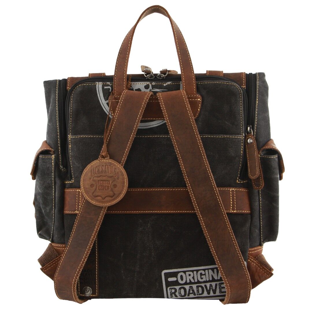 Jack's Inn Panama Canvas and Leather Backpack Bag Vintage Western in Cognac 3