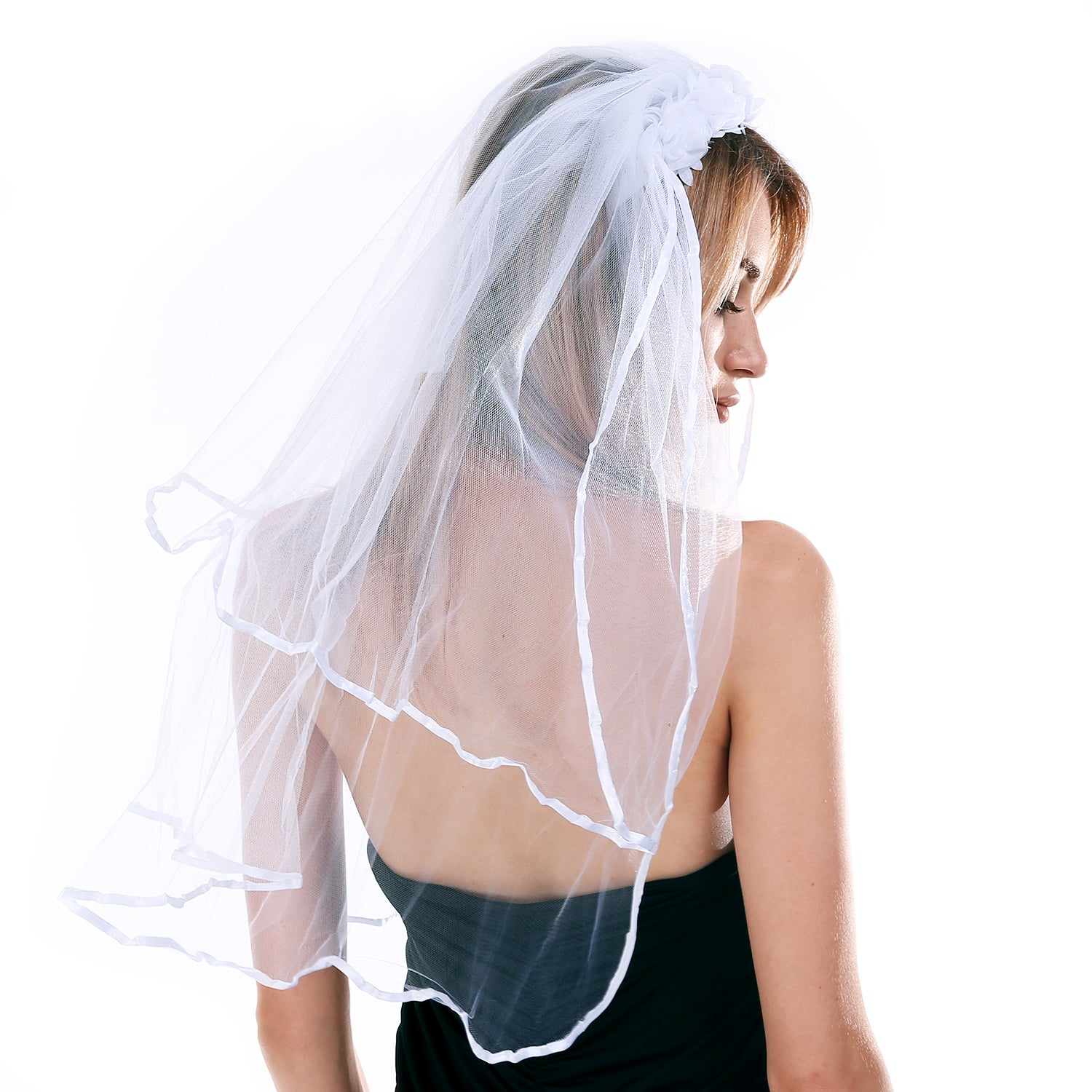 3x BRIDE TO BE VEIL HEADBAND White Hens Party Flowers Bridal Shower Bachelorette 3