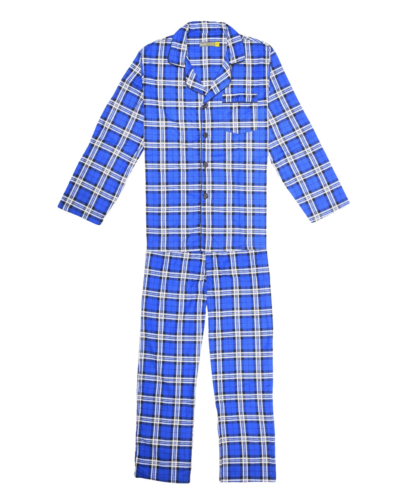 Mens Flannelette Pyjama Set Sleepwear Soft 100% Cotton PJs Two Piece Pajamas - Blue - 3XL 6