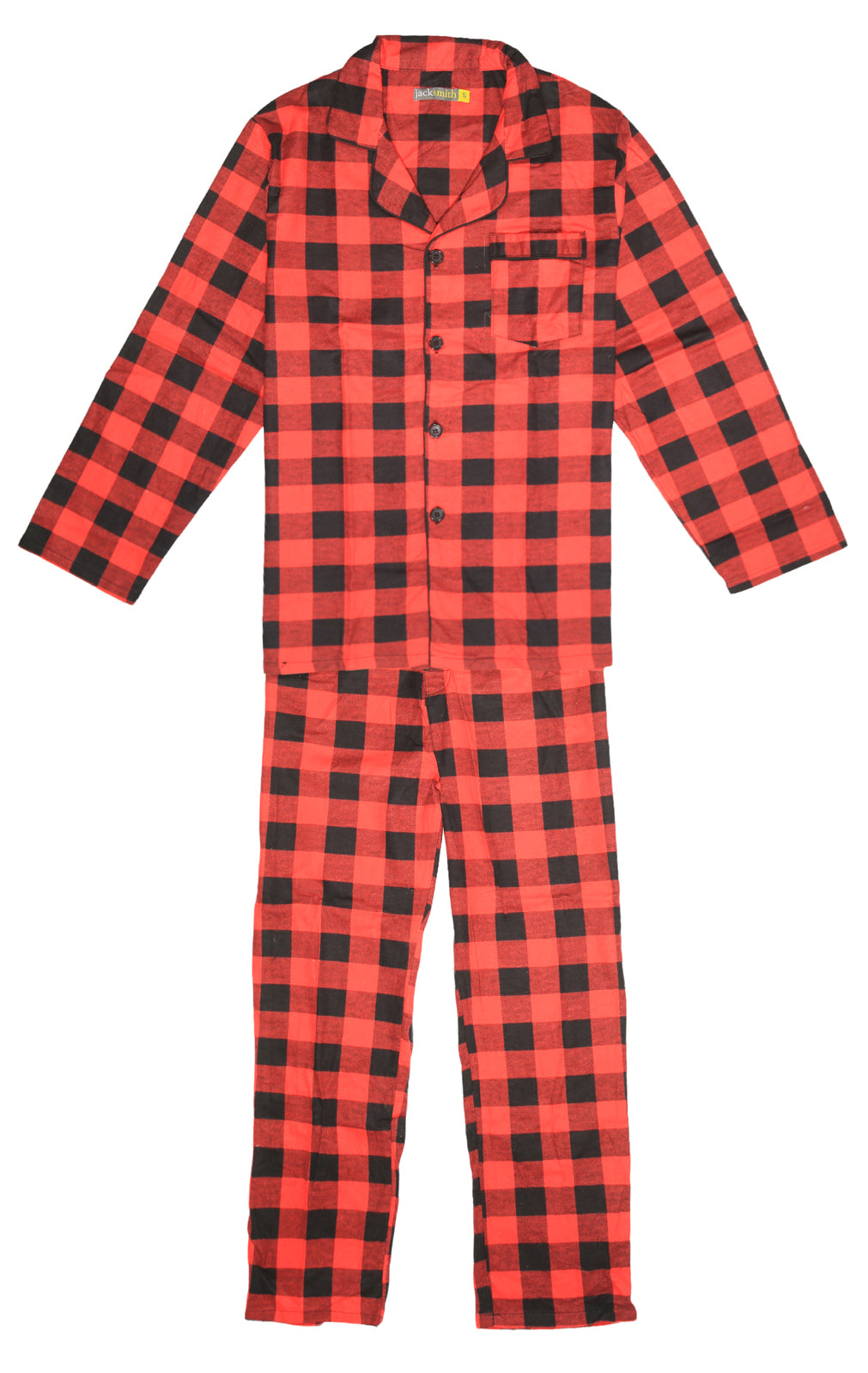 Mens Flannelette Pyjama Set Sleepwear Soft 100% Cotton PJs Two Piece Pajamas - Red - XXL 6
