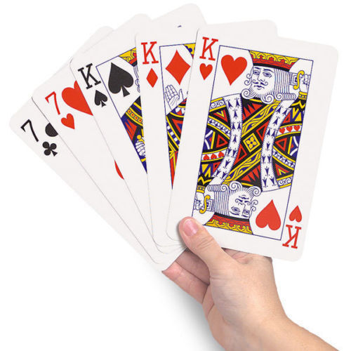 JUMBO PLAYING CARDS Full Deck Red Poker Plastic Coated 8.5 x 12cm King Big Size 3