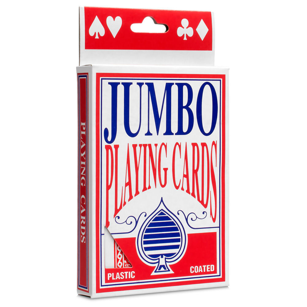 JUMBO PLAYING CARDS Full Deck Red Poker Plastic Coated 8.5 x 12cm King Big Size 4