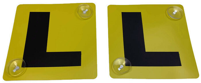 2x LEARNER L PLATES Suction Car Window Signs in Yellow/Black 4
