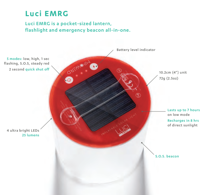 INFLATABLE SOLAR LIGHT by MPOWERD Luci Camping Lantern Waterproof - EMRG 3