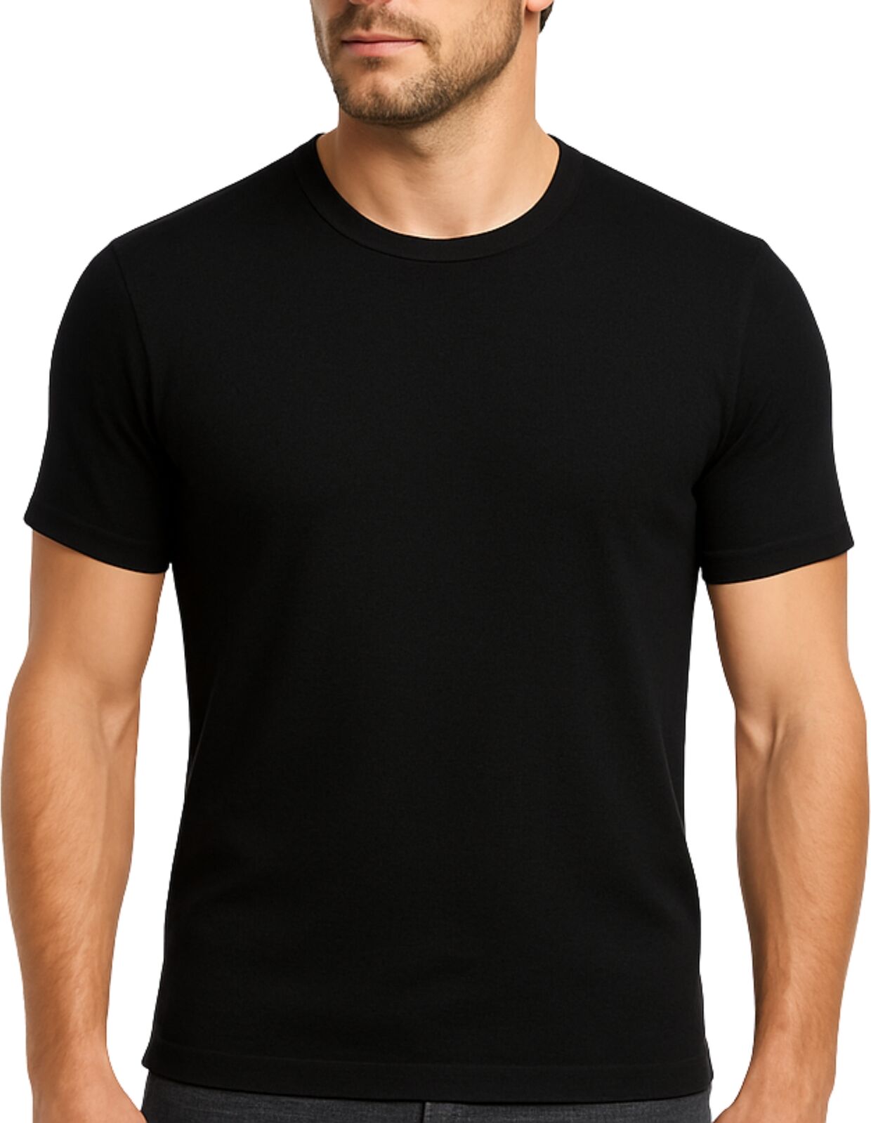 Mens 100% Pure Merino Wool Crew Neck Short Sleeve Top T Shirt Thermal Underwear - Black - X-Small (85cm)