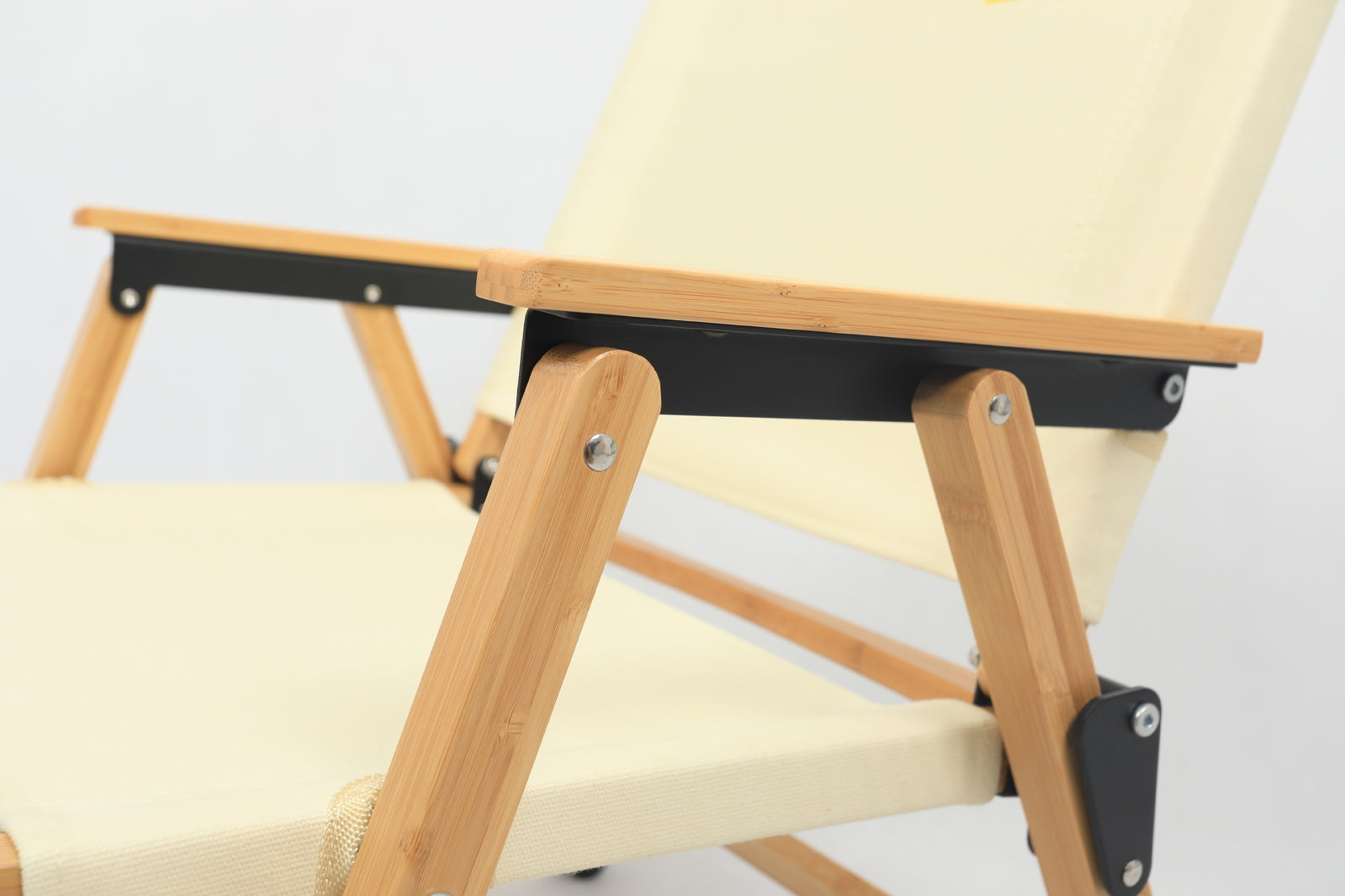 Bamboo Canvas Foldable Outdoor Camping Chair Wooden Travel Picnic Park - Khaki/Beige 3