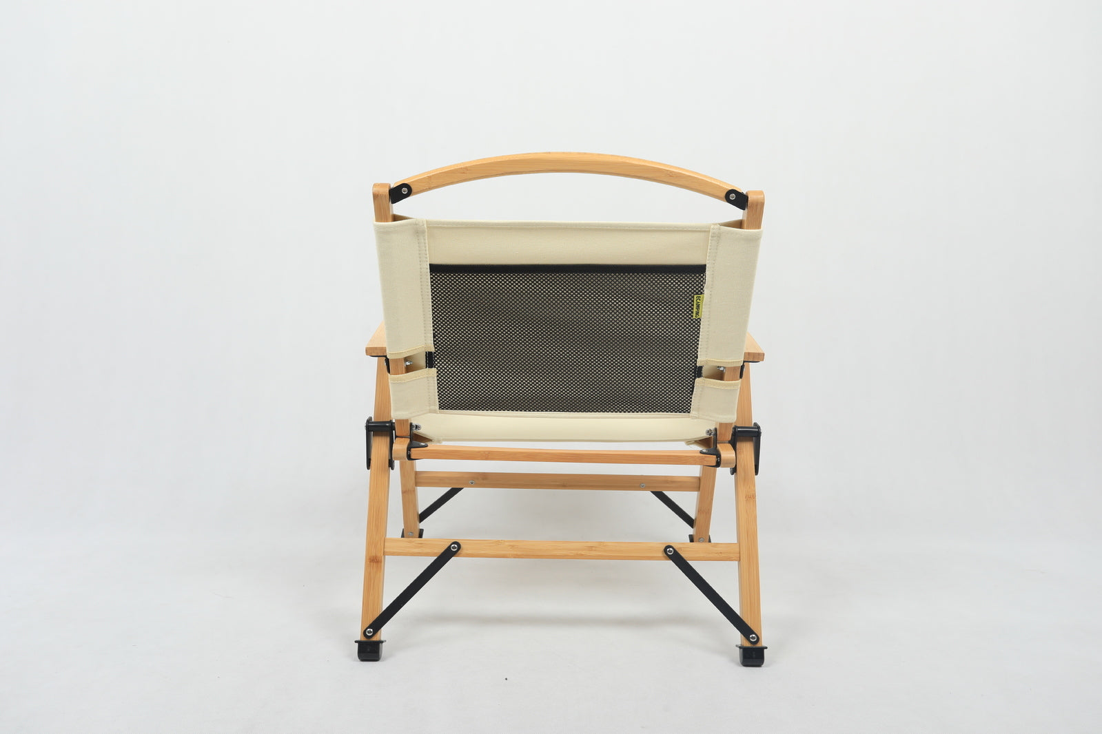 Bamboo Canvas Foldable Outdoor Camping Chair Wooden Travel Picnic Park - Khaki/Beige 10