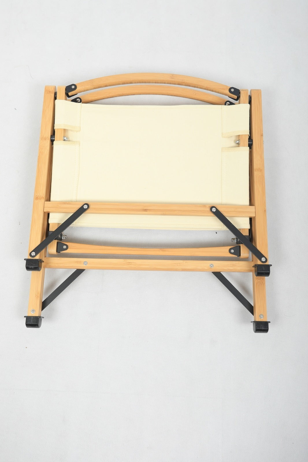 4x Bamboo Canvas Foldable Outdoor Camping Chair Wooden Picnic Park - Khaki/Beige 11